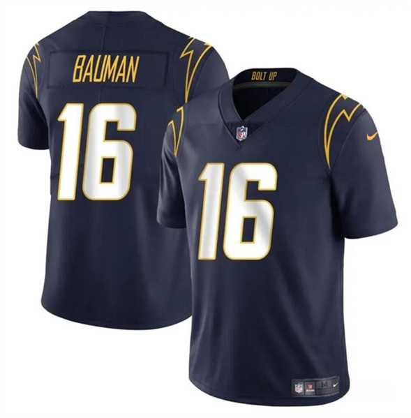 Men & Women & Youth Los Angeles Chargers #16 Casey Bauman Navy 2024 Vapor Limited Stitched Jersey